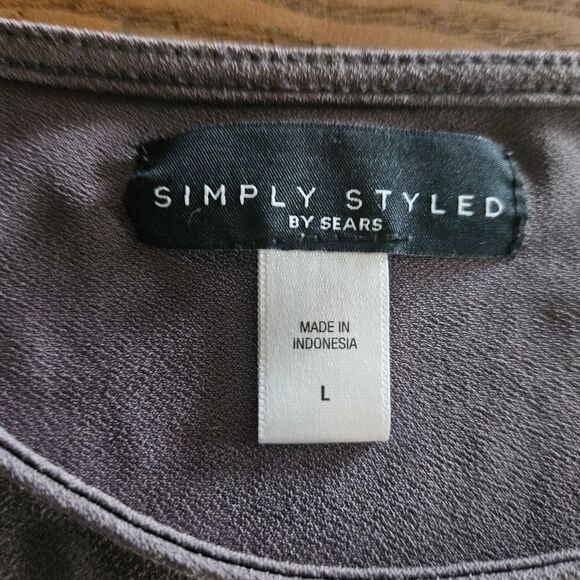 Simply Styled Purple Hue Tie Sleeve Blouse Relaxed Fit Long Sleeve Top M - Picture 3 of 7